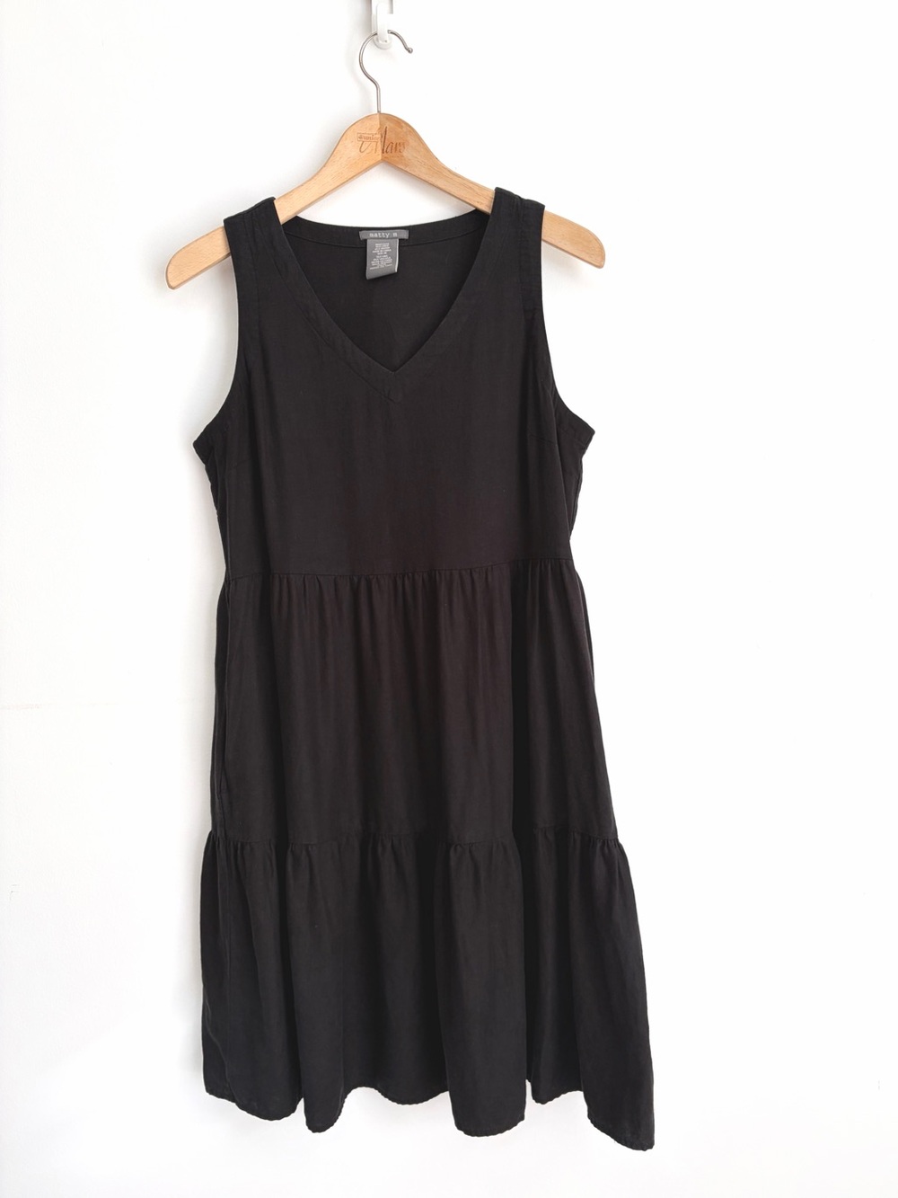 Matty M Linen Tiered Dress - Pockets  - Size M